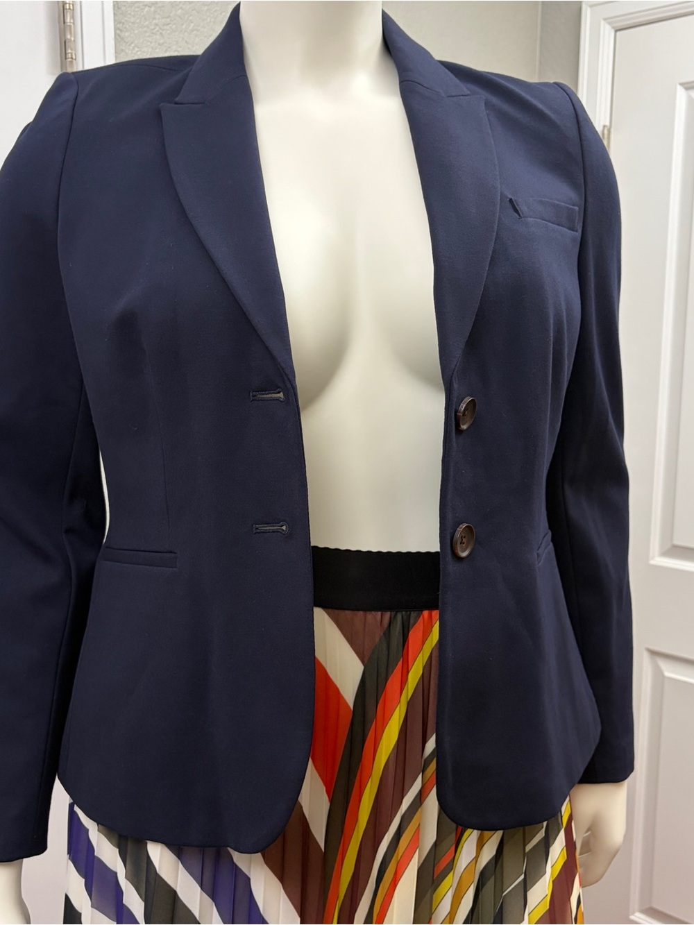 Boden Navy Single-Breasted Tailored Blazer Stretch - Size 14